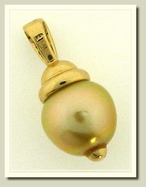 11.1MM Dark Gold South Sea Pearl Diamond Pendant 14K 