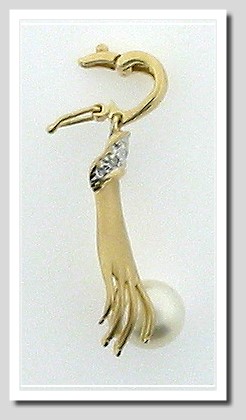 Hand Hold A Pearl Pendant Enhancer Akoya Pearl 14K Gold