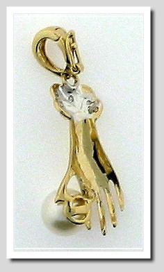 Hand Hold A Pearl Pendant Enhancer Akoya Pearl 14K Gold