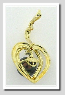 7.6MM Black Akoya Pearl Diamond Heart Pendant Enhancer 14K 