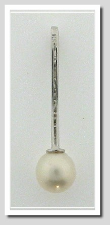 8.5MM White Freshwater Pearl Diamond Pendant 14K White Gold 16in Chain