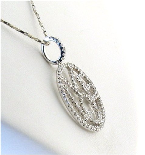 Diamond Circle Pendant w/LOVE 0.59Ct. 14K White Gold