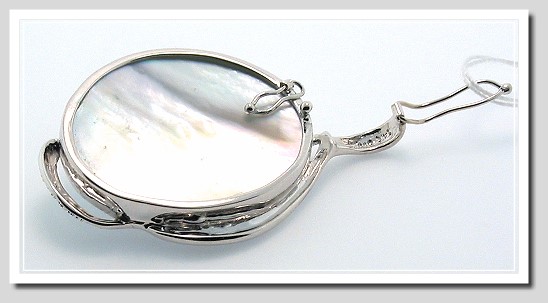 23X28MM Dark Gray Tahitian Blister Pearl Diamond Pendant Enhancer 14K Gold