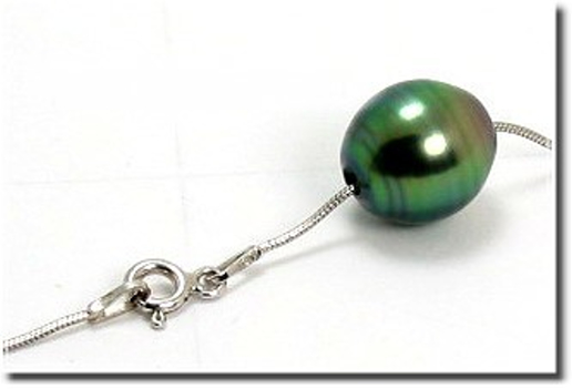 11.5X12.6MM Peacock Tahitian Pearl Slide On 14K White Gold Chain 18in