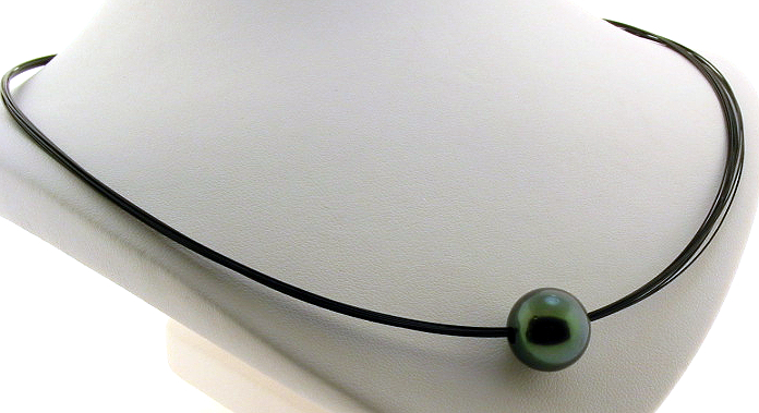 13.9MM Peacock Tahitian Pearl Slide on Wire 18in., Silver