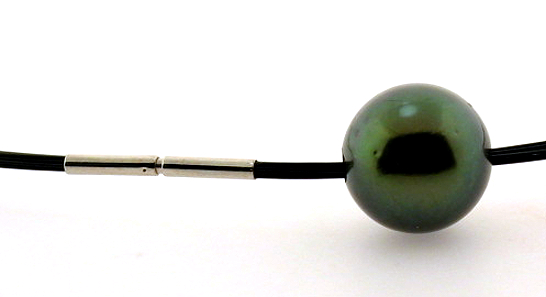 13.9MM Peacock Tahitian Pearl Slide on Wire 18in., Silver