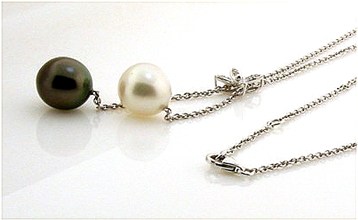 10.10MM & 11MM Tahitian & South Sea Pearl Lariat Necklace, 0.07 Ct. 18K White Gold 17+1.75 In.