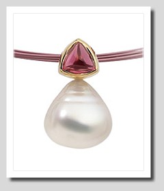 Paspaley 11MM South Sea Pearl w/ Garnet Rhodolite Pendant 14K Gold