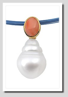 Paspaley 11MM South Sea Pearl w/ Coral Pendant 14K Gold