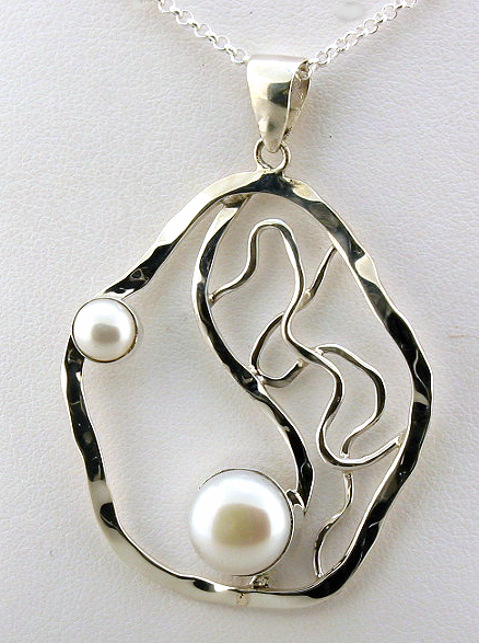 Large Designer 5-9.5MM Freshwater Pearl Drop Pendant w/Chain 18in, Silver