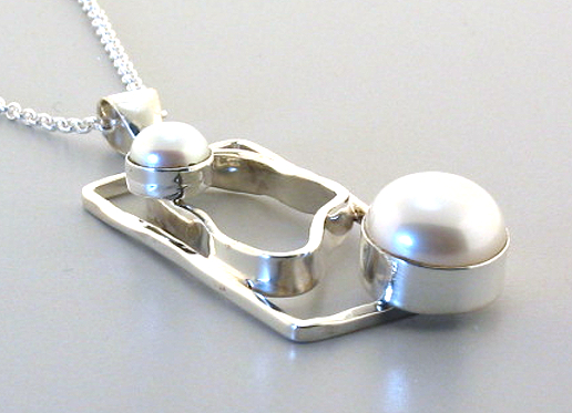 Designer 7-11MM Freshwater Pearl Drop Pendant w/Chain 18in, Silver