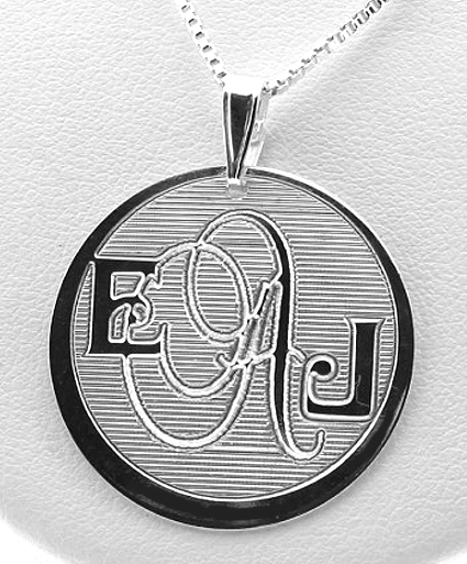 Double Font Design Monogram Initial Pendant w/Chain 18in, Sterling Silver