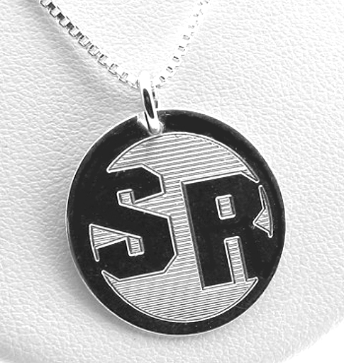 Round Monogram Initial Pendant w/Chain 18in, Sterling Silver
