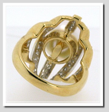 11.07MM White South Sea Pearl Diamond Ring 18K Gold Size 7