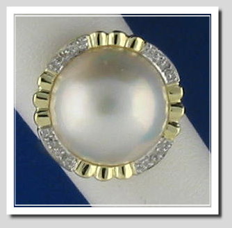 14MM Mabe Pearl Ring 14K Yellow Gold Size 7.25