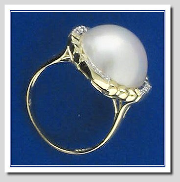 14MM Mabe Pearl Ring 14K Yellow Gold Size 7.25