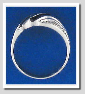 Sapphire & Diamond Ring 14K White Gold, Size 7
