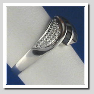 Sapphire & Diamond Ring 14K White Gold, Size 7