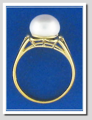 9MM Fresh Water Cultured Pearl Ring, 14K Gold, Size 7.5