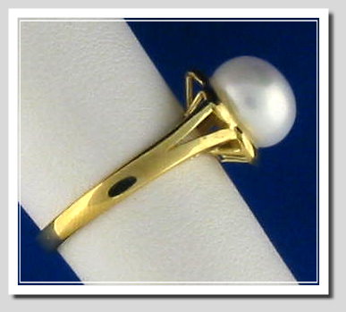 9MM Fresh Water Cultured Pearl Ring, 14K Gold, Size 7.5