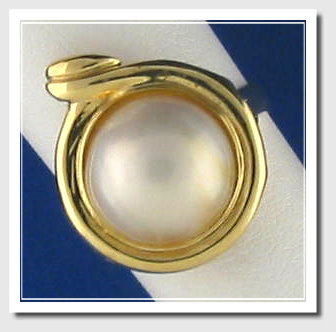 12MM Mabe Pearl Ring 14K Yellow Gold Size 7.75