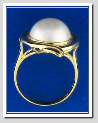 12MM Mabe Pearl Ring 14K Yellow Gold Size 7.75