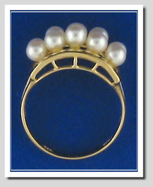White Multi Akoya Cultured Pearl Ring 14K Gold Size 7.25