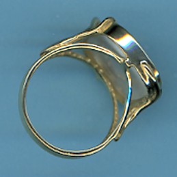 All-American Blister Pearl Ring, 14X16MM, Cushions Shape, 14K Yellow Gold, Size 6.5