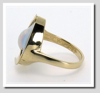 All-American Blister Pearl Ring, 13X17MM Pear Shape 14K Gold Size 6.5