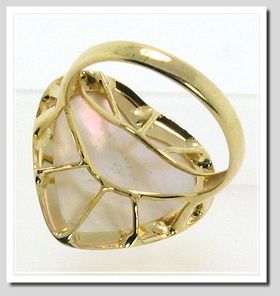18X17MM White Heart Mabe Ring 14K Yellow Gold Size 8