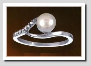 AAA 6-6.5MM FW Pearl & Diamond Ring 14K White Gold