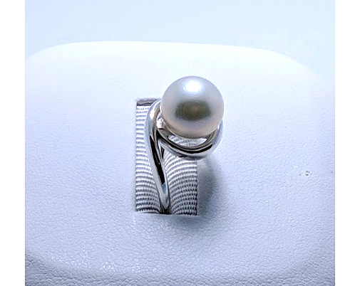 9-9.5MM White Freshwater Pearl Solitaire Ring, Sterling Silver, Size 7.2