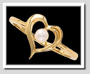 4-4.5MM Cultured Pearl Ring 14K Gold 