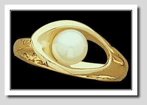 6-6.5MM Cultured Pearl Calla Lily  Style Ring, 14K Gold 