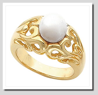 8-8.5MM Cultured Pearl Ring, 14K Gold