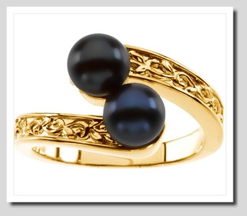 6-6.5MM Double Akoya Cultured Pearl Ring 14K Gold
