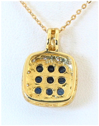 Genuine Sapphire and Diamond Pendant 14K