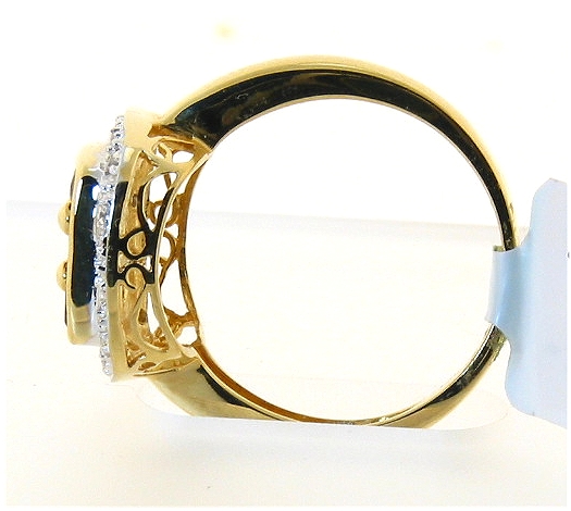 Genuine Amethyst and Diamond Ring 18K, Size 7.5