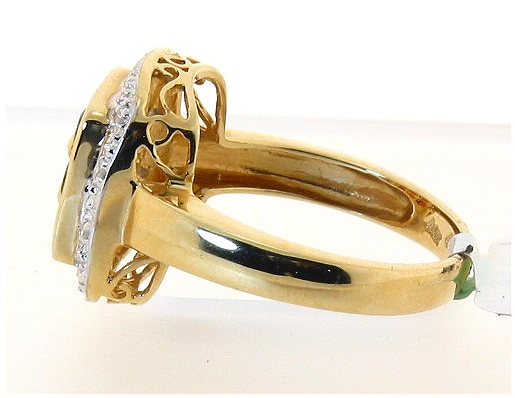 Genuine Garnet and Diamond Ring 14K Gold, Size 7