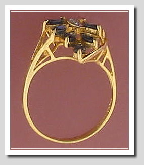 Genuine Sapphire & Diamond Ring 14K, Size 7