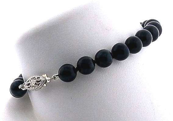 AA+ Black Akoya Pearl Bracelet, 14K White Gold Clasp, 8in