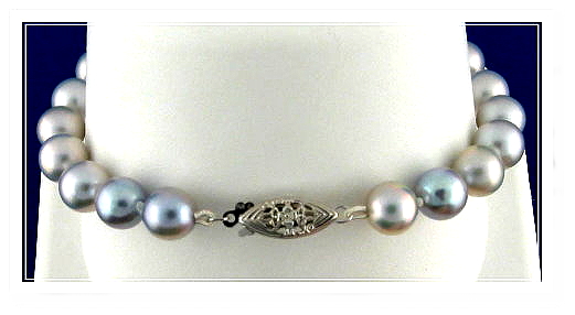 7.5-8MM Silver Gray Akoya Pearl Bracelet, 14K White Gold Clasp, 7 In. 