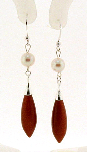 7-7.5MM White Akoya Pearl & Star Stone Dangle Earrings, Silver