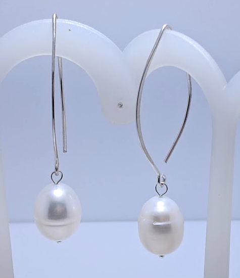 11X14MM Freshwater Pearl Dangle Earrings, Sterling Silver, 2.1in Long