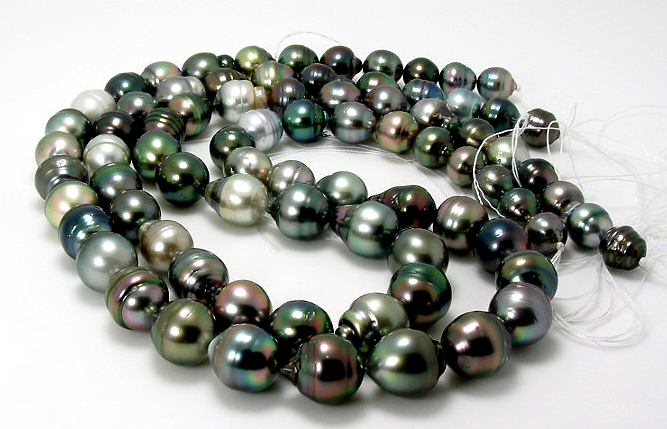 8MM - 11X13MM Multi-Color Tahitian Baroque Pearl Necklace 14K Clasp,