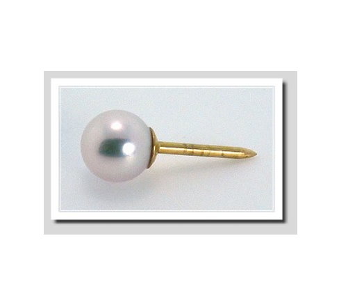 AAA 6.5-7MM Japanese Akoya Pearl Tie Tack 14K Gold