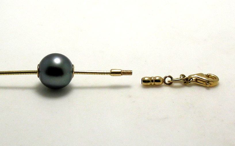 9MM Dark Gray Tahitian Pearl Slide on Omega Chain, 14K Yellow Gold, 18in