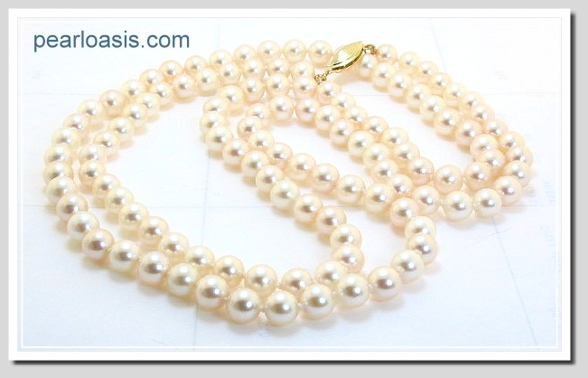 AA 6-6.5MM Chinese Akoya Pearl Necklace 14K Clasp 32in Special