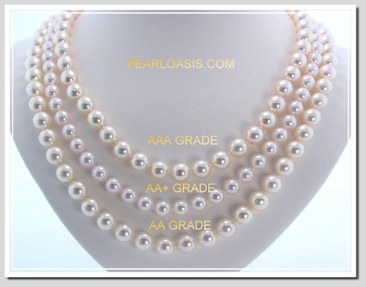 AA 6.5-7MM White Japanese Akoya Cultured Pearl Necklace 14K Clasp