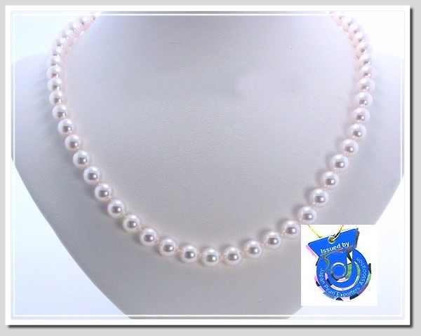 AA+ 7-7.5MM Japanese Akoya Cultured Pearl Necklace 14K Clasp
